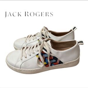 Jack Rogers Ainsley White Leather Beaded Women's Sneakers 8